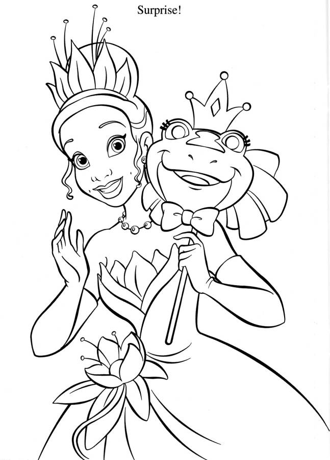Disney Princess Tiana and Frog Coloring Pages - Disney Coloring 