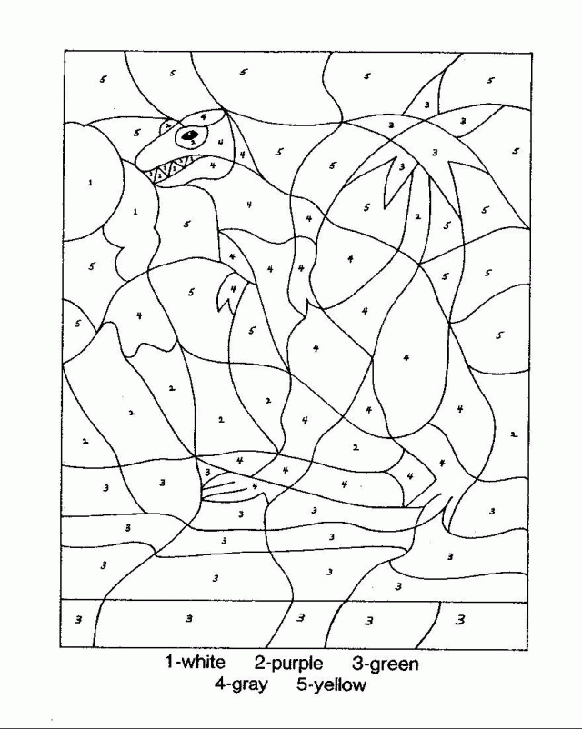 Print this color by numbers dinosaur coloring pages printable for 