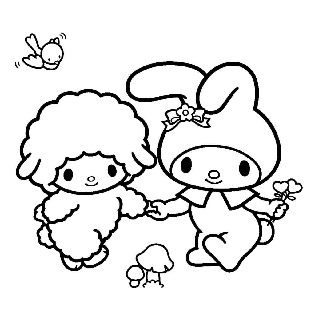 My Melody with My Sweet Piano Coloring Pages - My Melody Coloring Pages - Coloring  Pages For Kids And Adults
