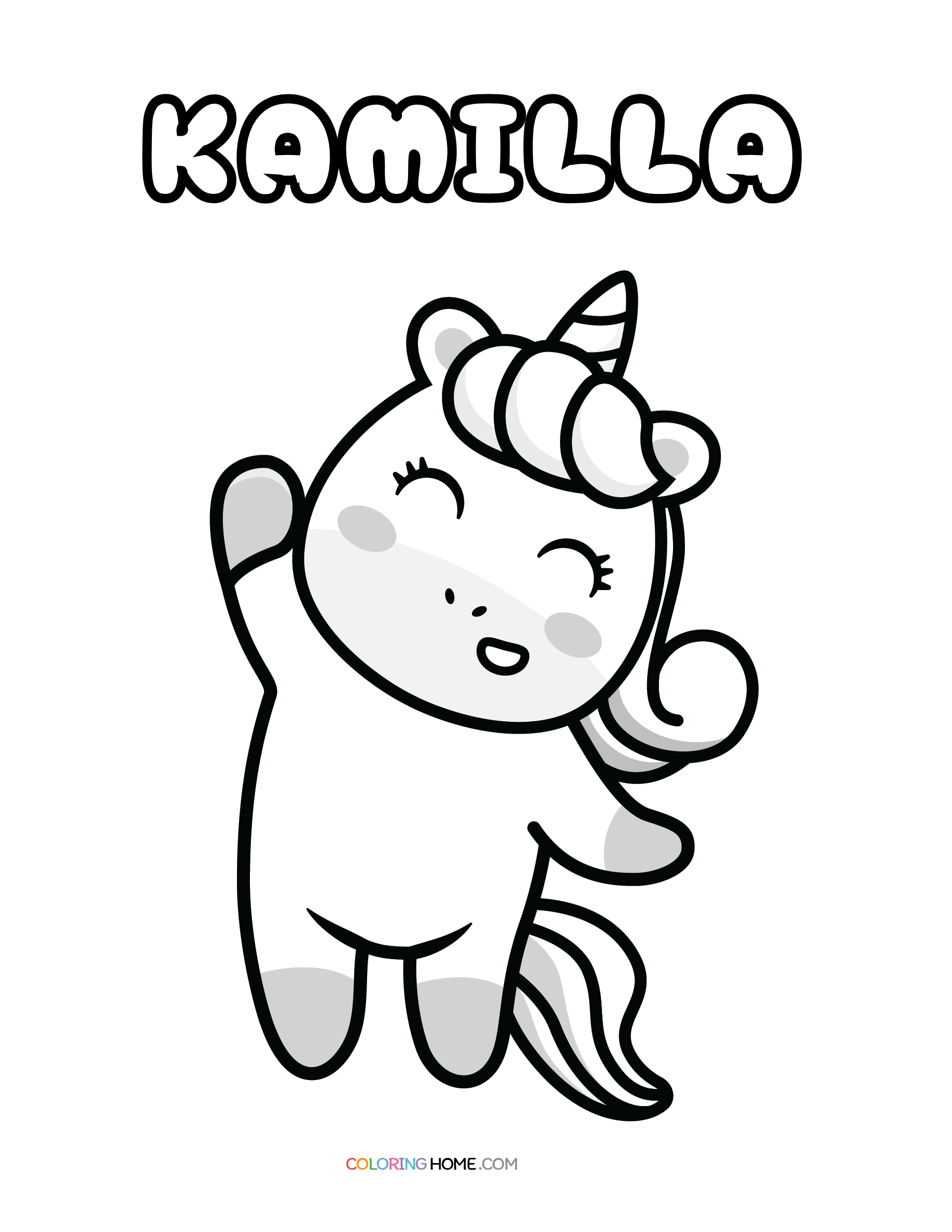 Kamilla unicorn coloring page