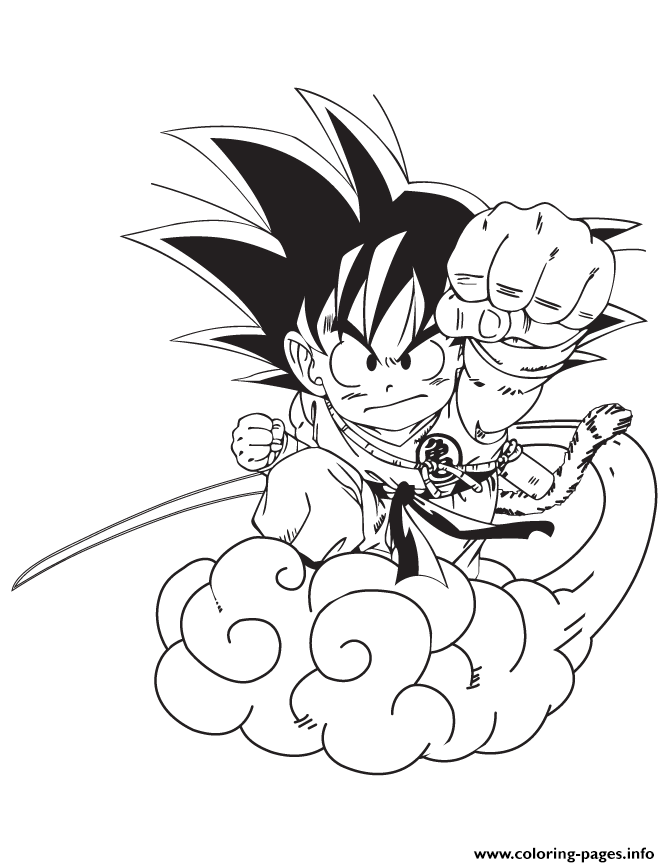 Print cartoon dragon ball goku coloring page Coloring pages