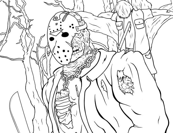 Jason Coloring Pages Friday the 13th | Coloring book art, Cartoon coloring  pages, Coloring books