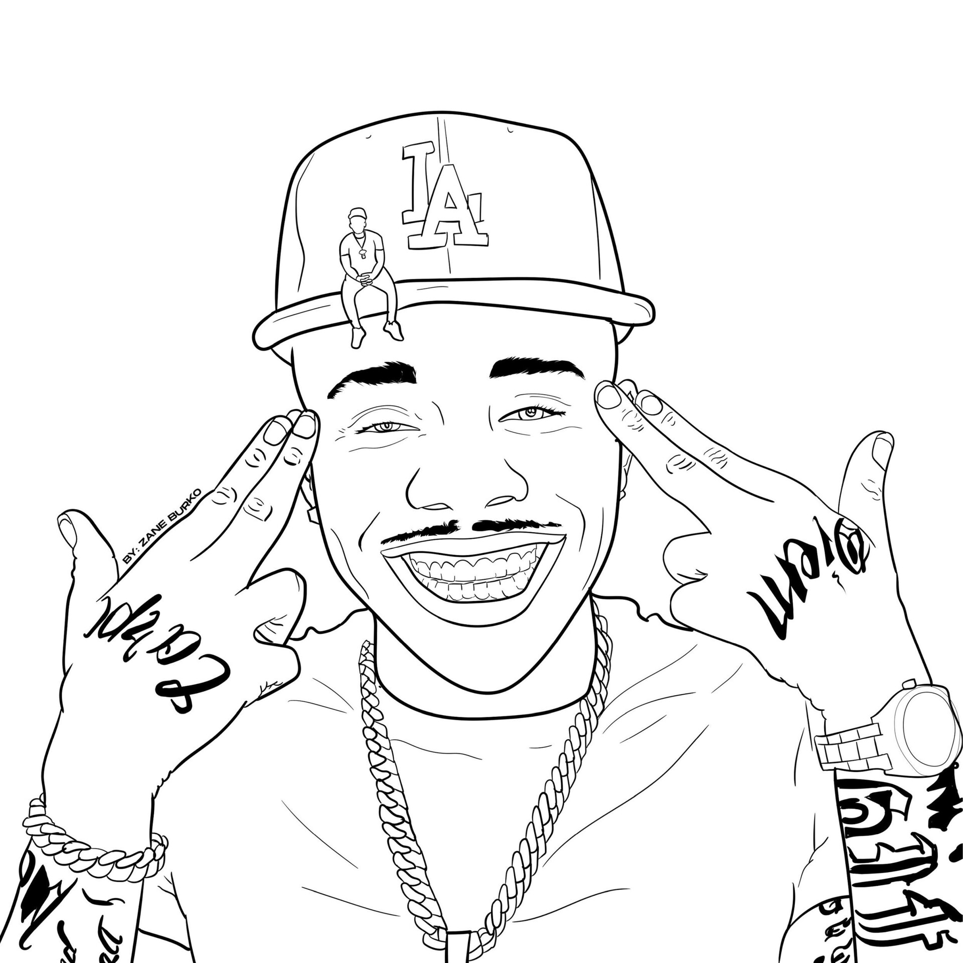 ArtStation - Hip-Hop/Rap Coloring Book Illustrated by Zane Burko, Zane