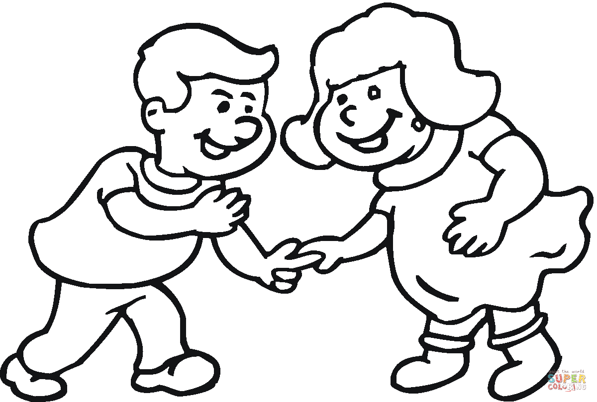 Little boy and girl laugh together coloring page | Free Printable ...