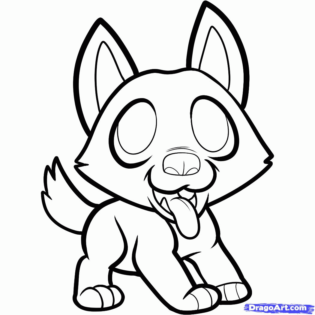 Cartoon German Shepherd Puppy Coloring Page - Coloring Pages For ...