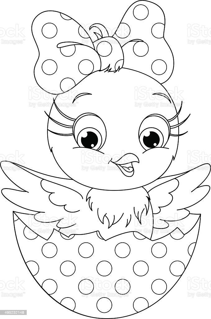 Baby Chick in Egg Coloring Page (Page 1) - Line.17QQ.com