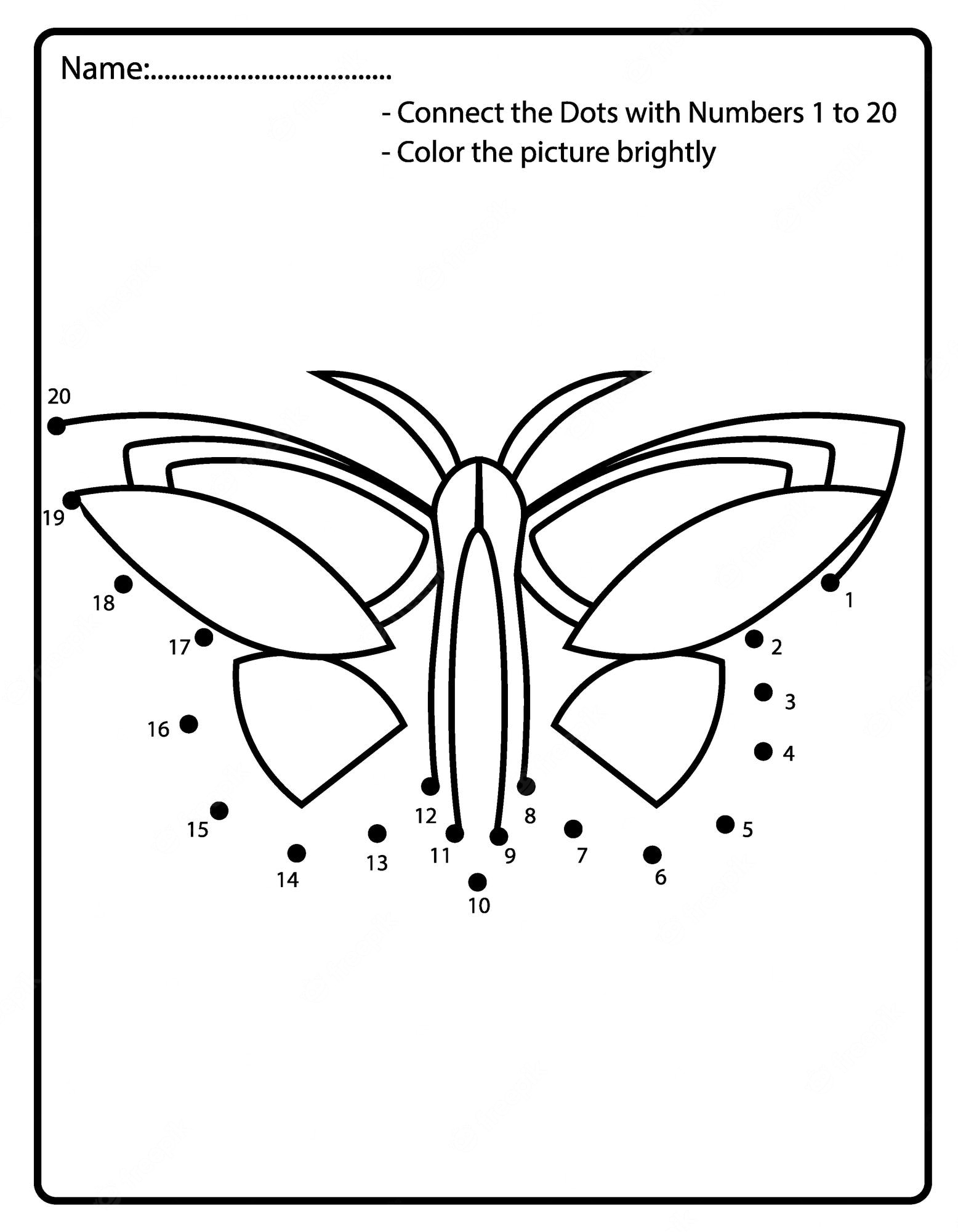 Premium Vector | Dot to dot butterfly coloring page for kids dot to dot by  numbers activity for kids and toddlers