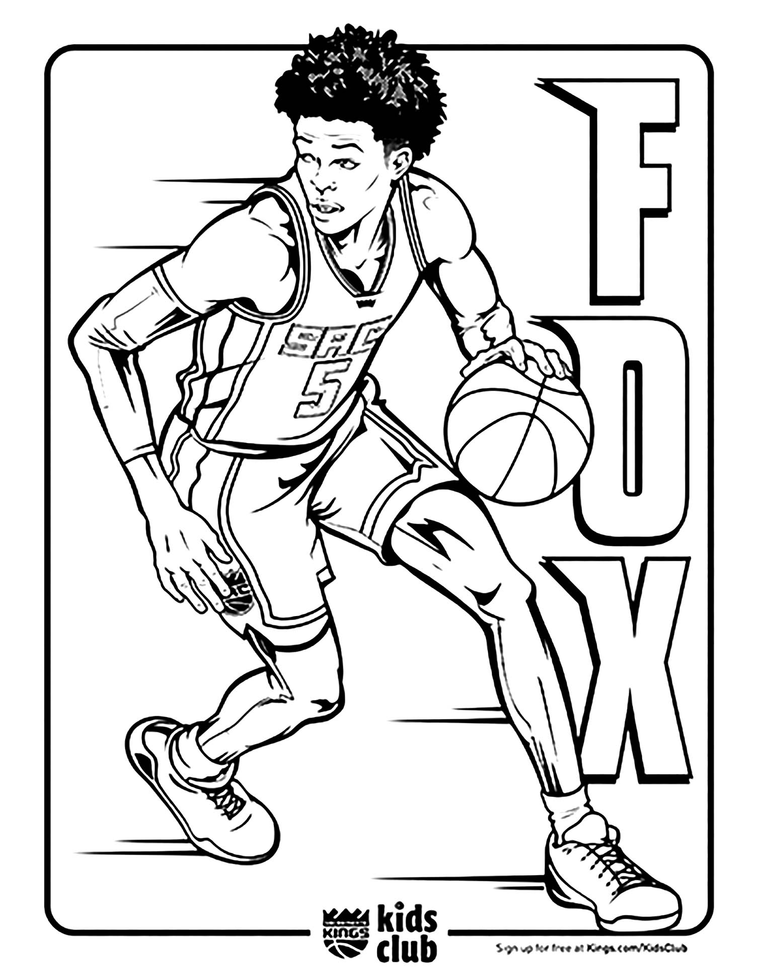 Free basketball drawing to print and color - Basketball Kids Coloring Pages
