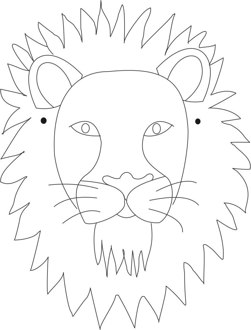 Lion mask printable coloring page for kids