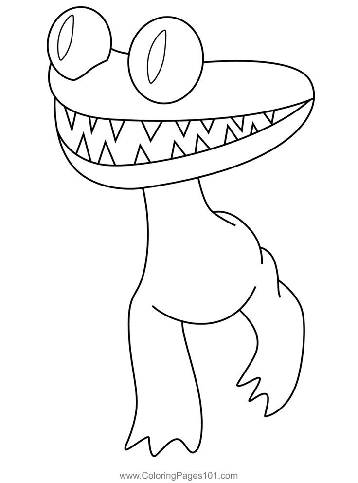 Cyan Chasing Rainbow Friends Coloring Page