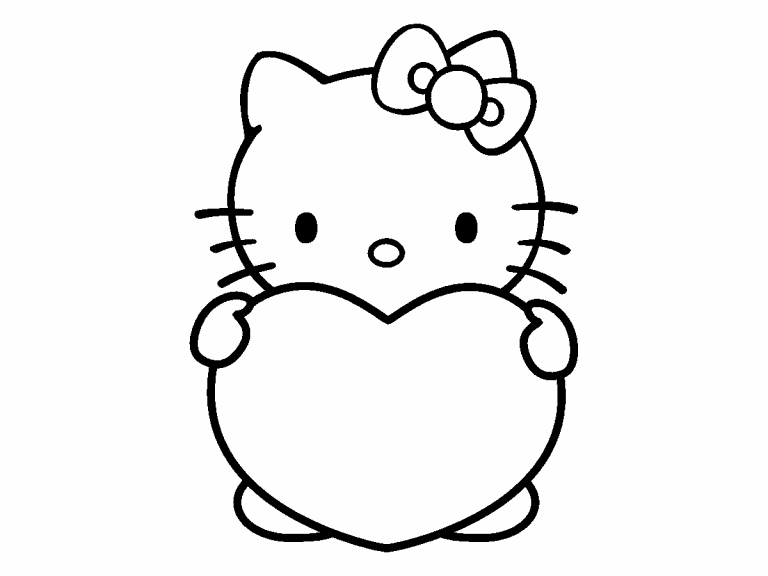 Free Coloring Page 25 Jul 2023 Hello Kitty with Heart