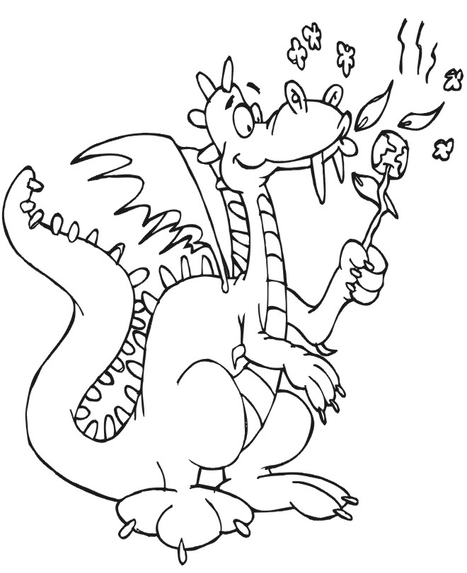 Dragon Coloring Page | Dragon Roasting A Marshmallow