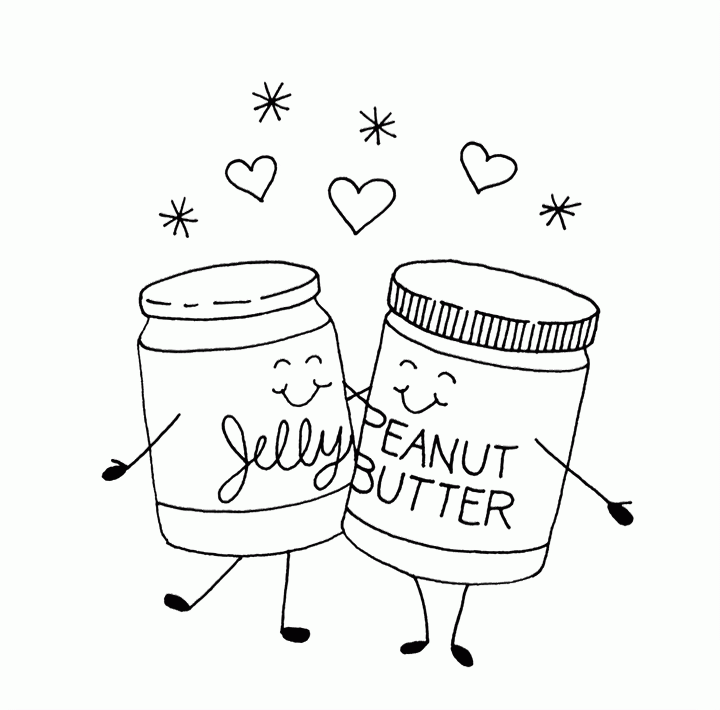 Jelly And Peanut Butter Coloring Pages - Food Coloring Pages 