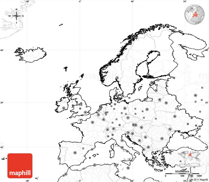 Blank Simple Map of Europe, no labels