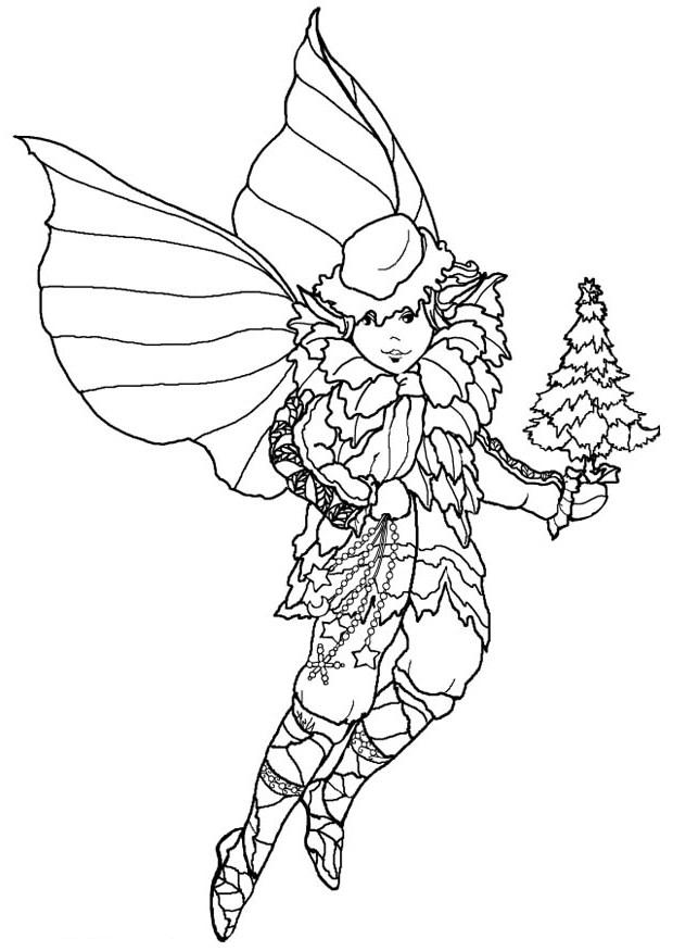 Print Christmas Elf Coloring Page or Download Christmas Elf 