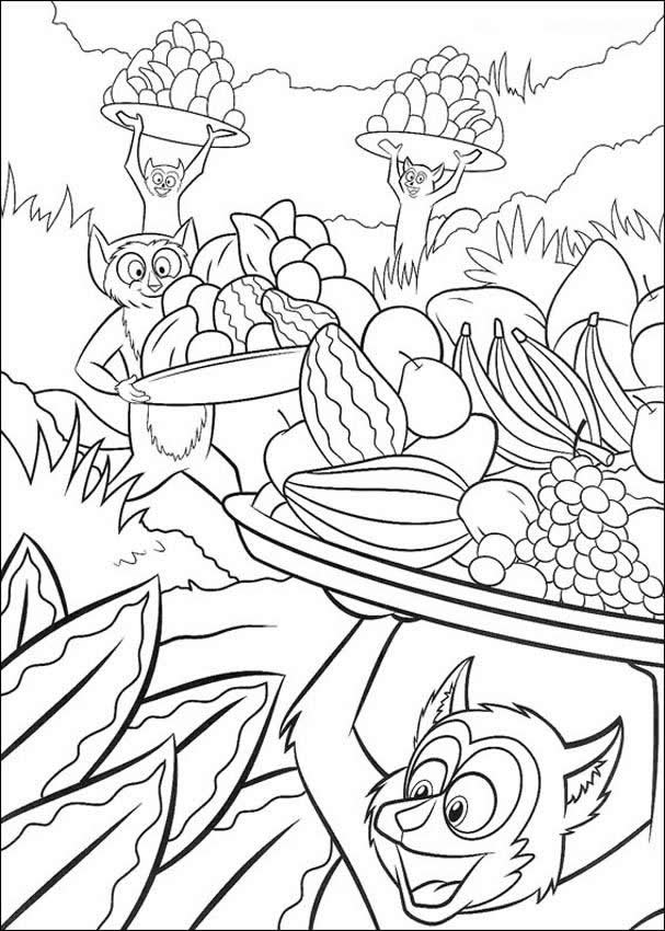 MADAGASCAR coloring pages - Monkey food