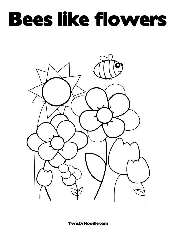bees and flowers Colouring Pages