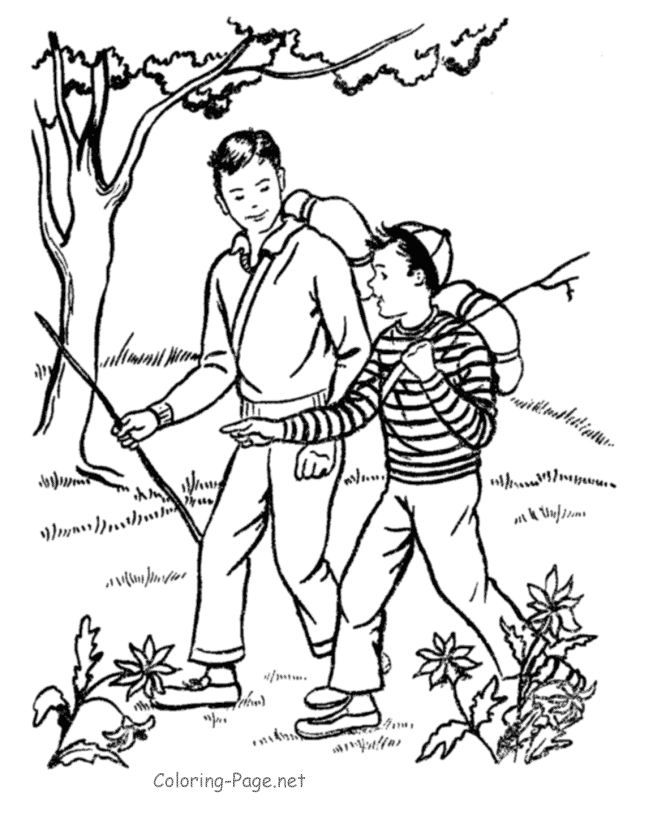 Father's Day coloring pages - Hiking with dad