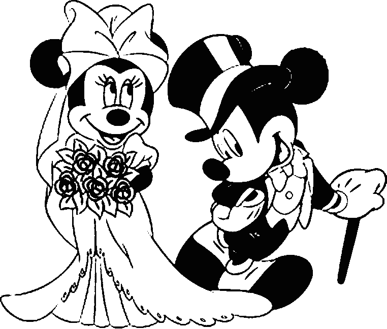 Child Mickey And Minnie Wedding Coloring Pages