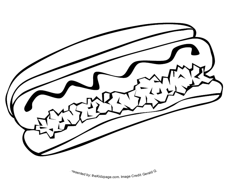 Hotdog - Free Coloring Pages for Kids - Printable Colouring Sheets