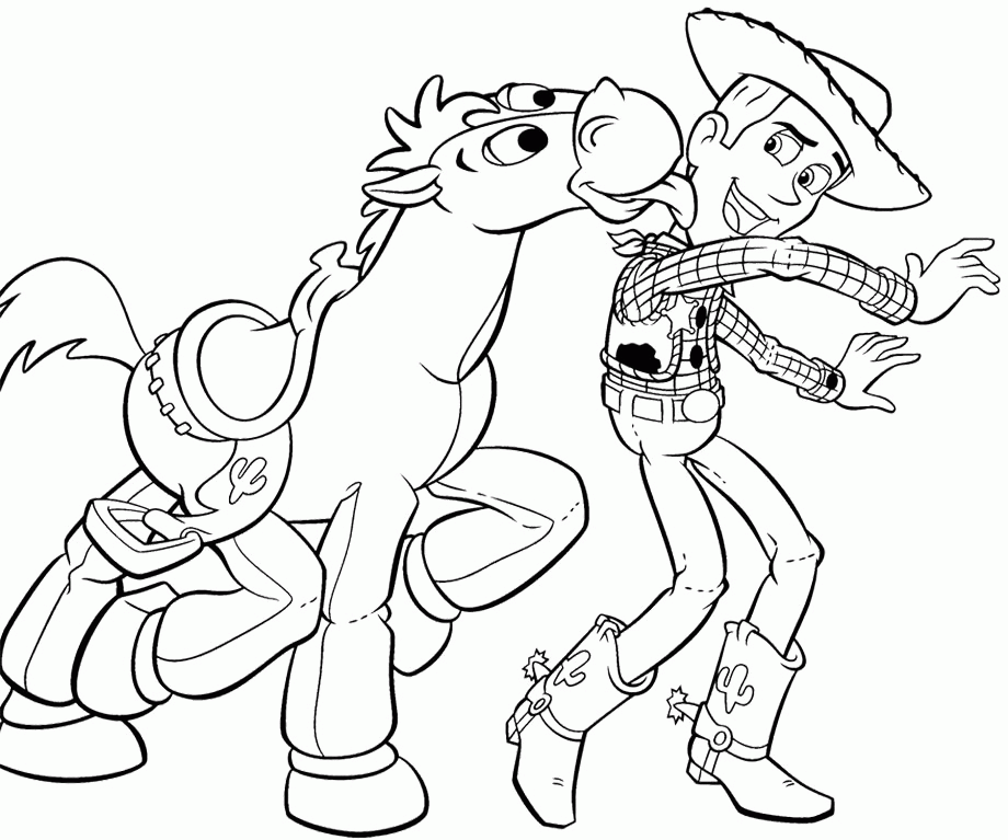 Download And Print Woody Happy Toy Story Coloring Page