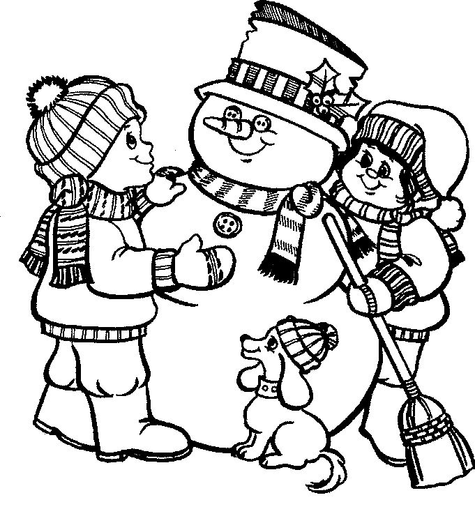 Pictures Little Kids With A Cute Mr Snowman Coloring Pages 