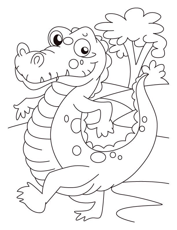 Alligator on evening walk coloring pages | Download Free Alligator 