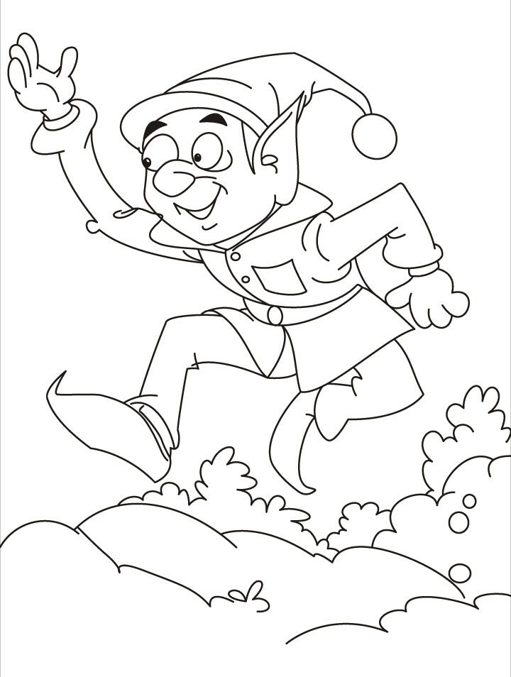 Jumping jack elf trying to do something special coloring pages 