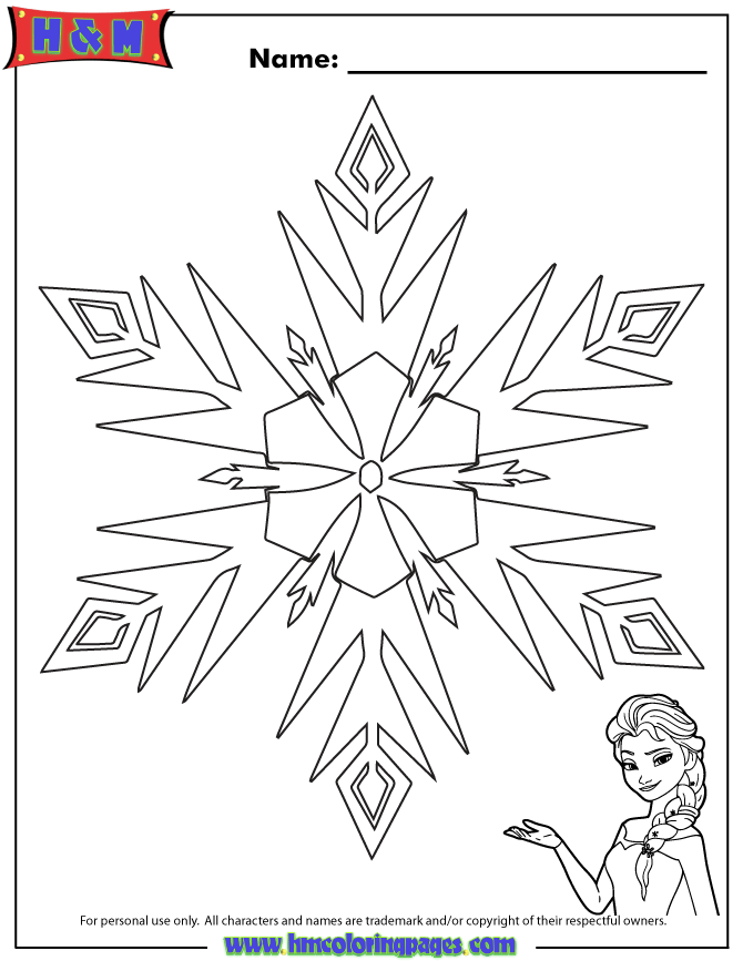Elsa Frozen Snowflake Hd Elsa Frozen Snowflake Coloring Page Free 