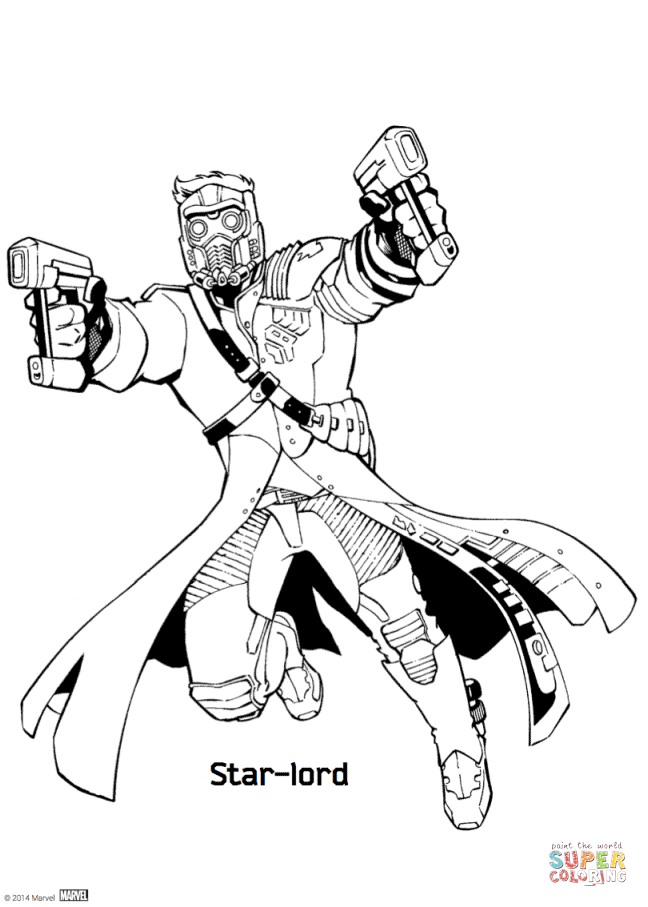 Star Lord from Guardians of the Galaxy coloring page | Free Printable Coloring  Pages