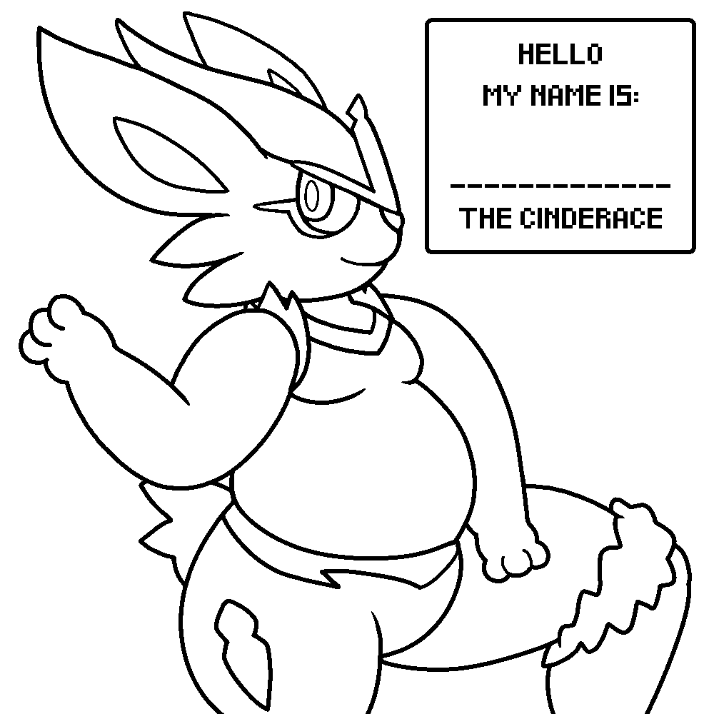 Fat Cinderace Coloring Template by Nishi -- Fur Affinity [dot] net