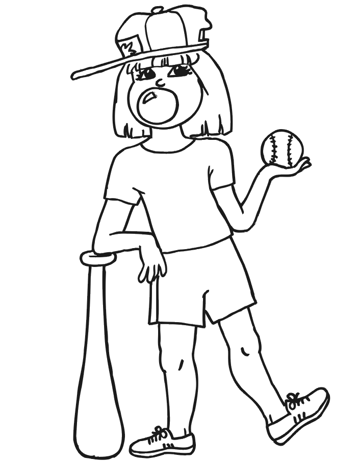 girls softball coloring pages - Clip Art Library