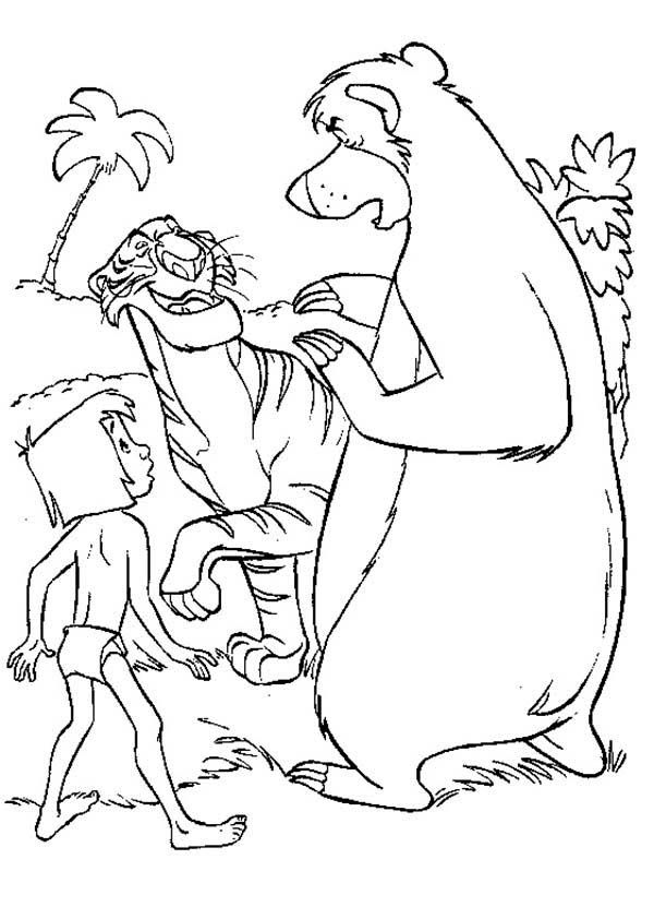 Baloo and Mowgli Meet Shere Khan in the Jungle Book Coloring Page ...