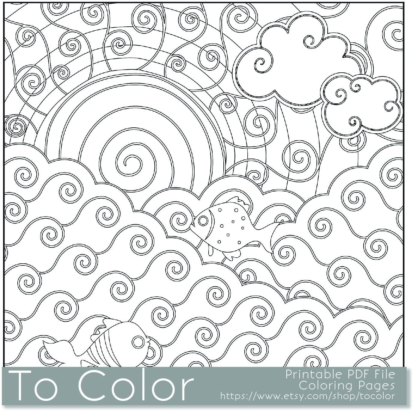 Items similar to Printable Coloring Page for Adults and Kids, PDF ...