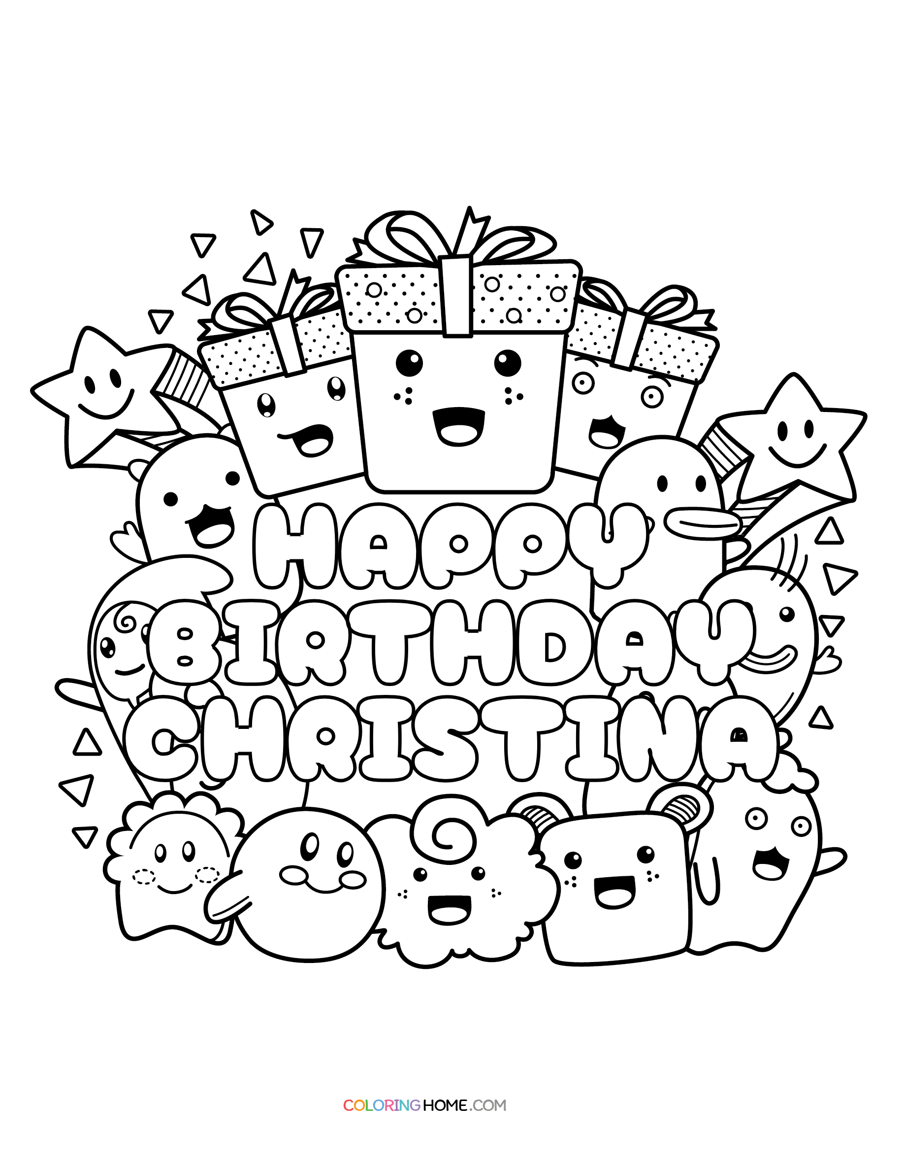 Happy Birthday Christina coloring page