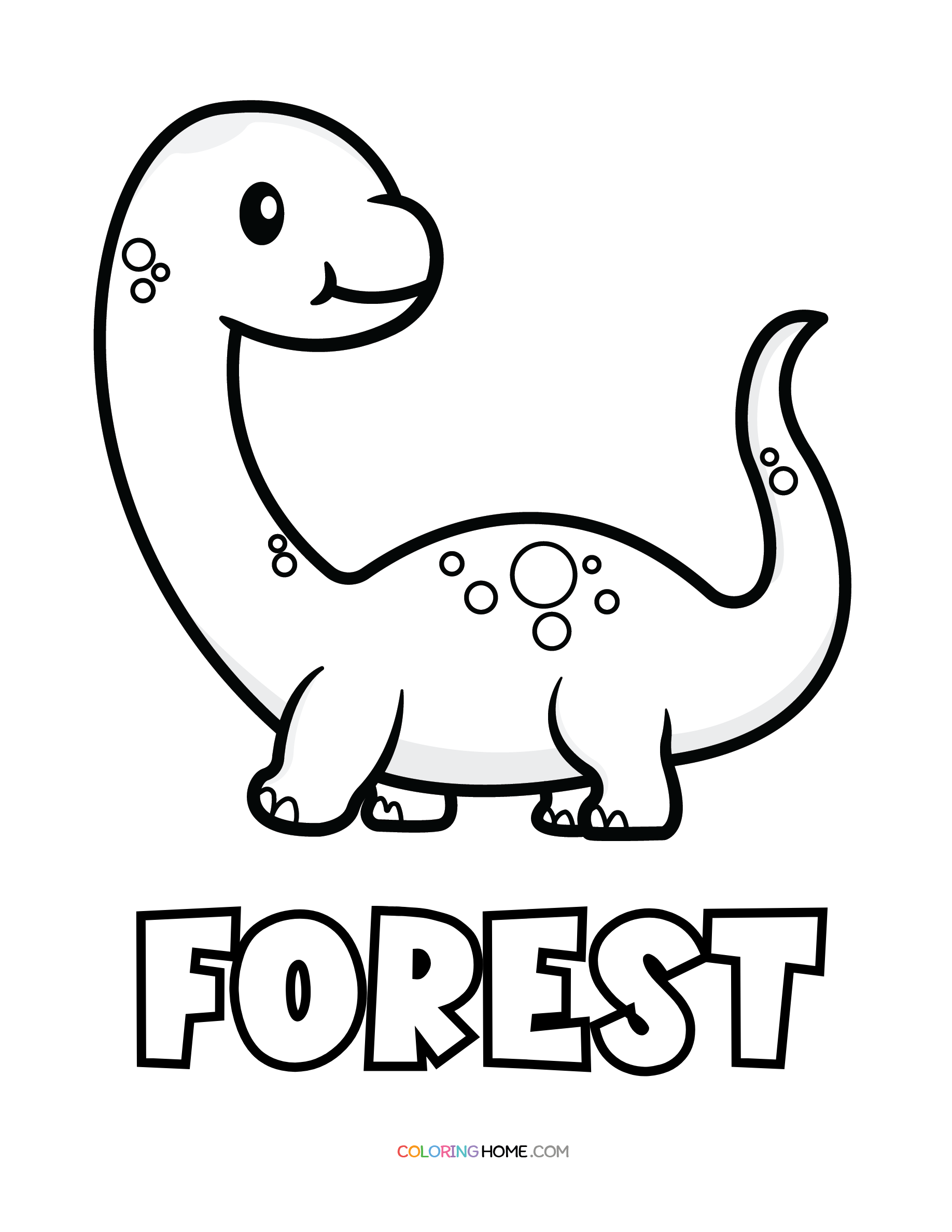 Forest dinosaur coloring page