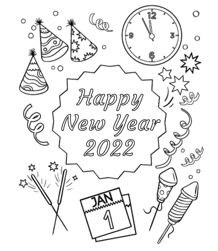 Free 2022 New Year Coloring Page - Free Printable Coloring Pages for Kids