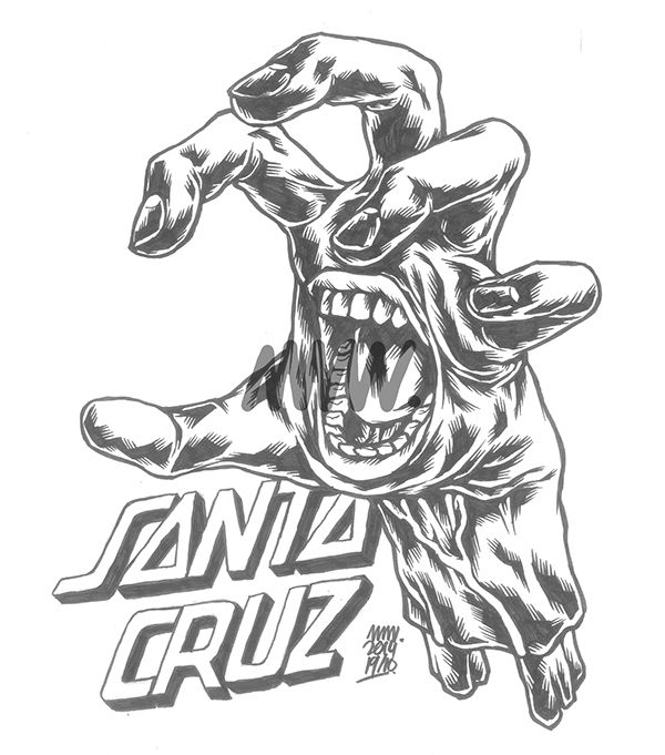 Personal artwork that i make tribute to Santa Cruz Skateboard. | Santa cruz,  Santa cruz hand, Cruz