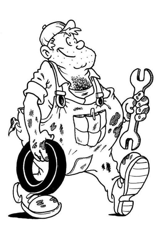 Dirty Mechanic Coloring Page - Free Printable Coloring Pages for Kids