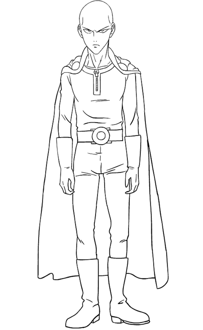 One Punch Man Saitama Coloring Page - Free Printable Coloring Pages for Kids