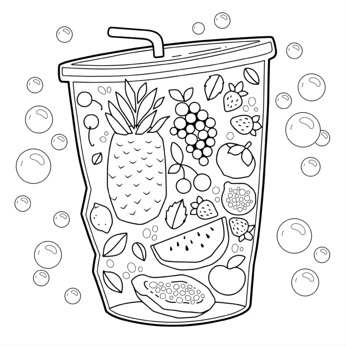 Fruit Juice Coloring Book Printable & Online