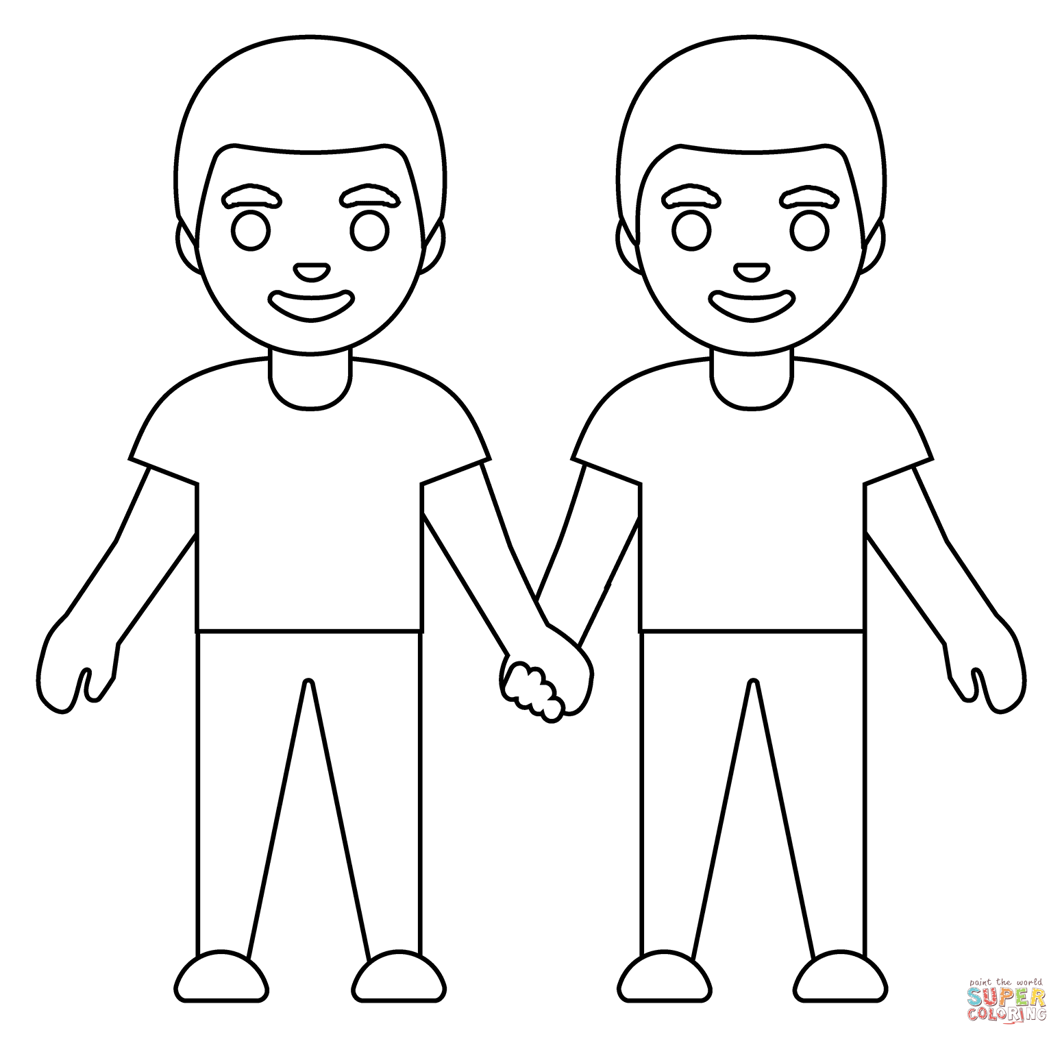 Men Holding Hands Emoji coloring page | Free Printable Coloring Pages