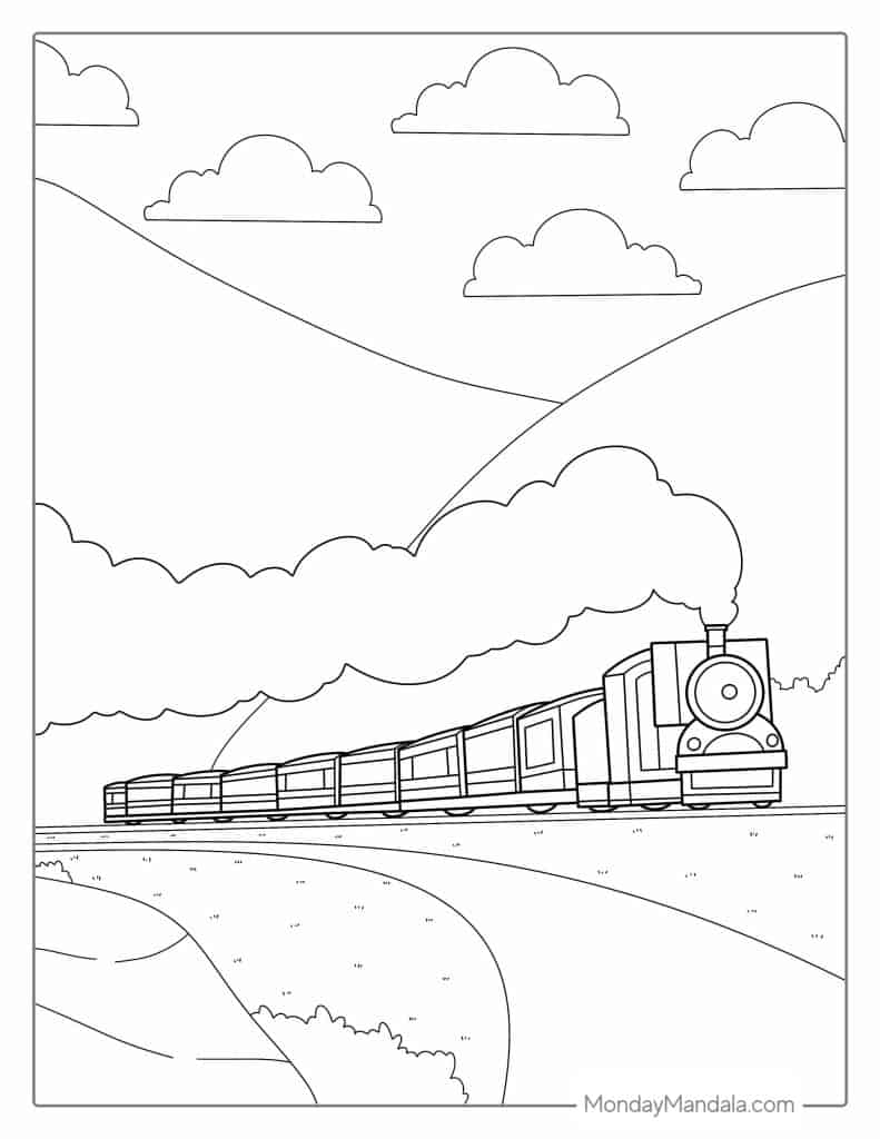 Train Coloring Page (Free PDF Printables) - Coloring Nation