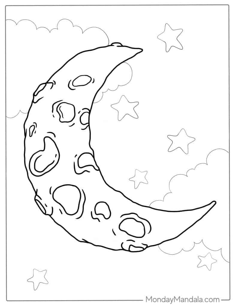 20 Moon Coloring Pages (Free PDF Printables)