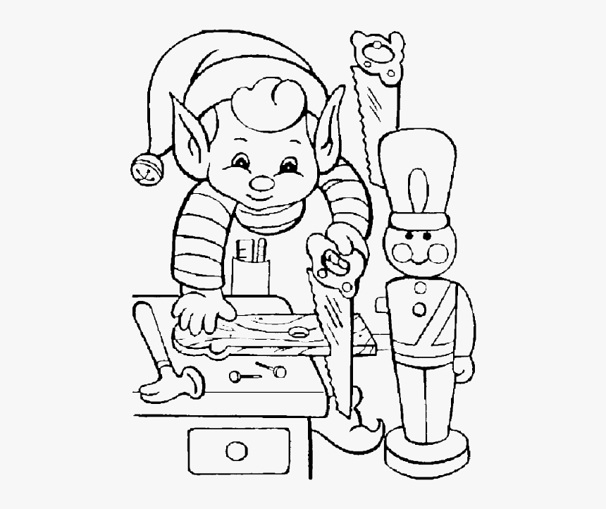 Elf Christmas Coloring Pages Printable, HD Png Download , Transparent Png  Image - PNGitem