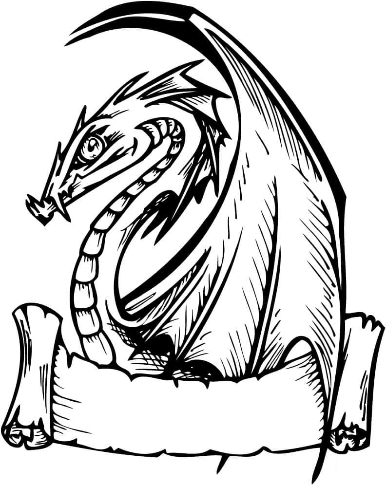 Dragon with Banner Coloring Page - Free Printable Coloring Pages for Kids