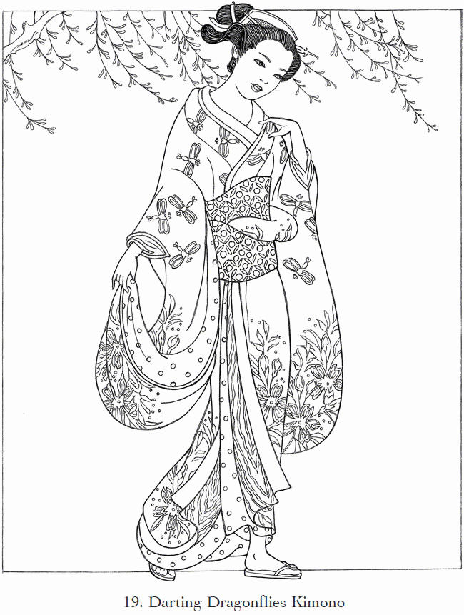 geisha colouring - Clip Art Library