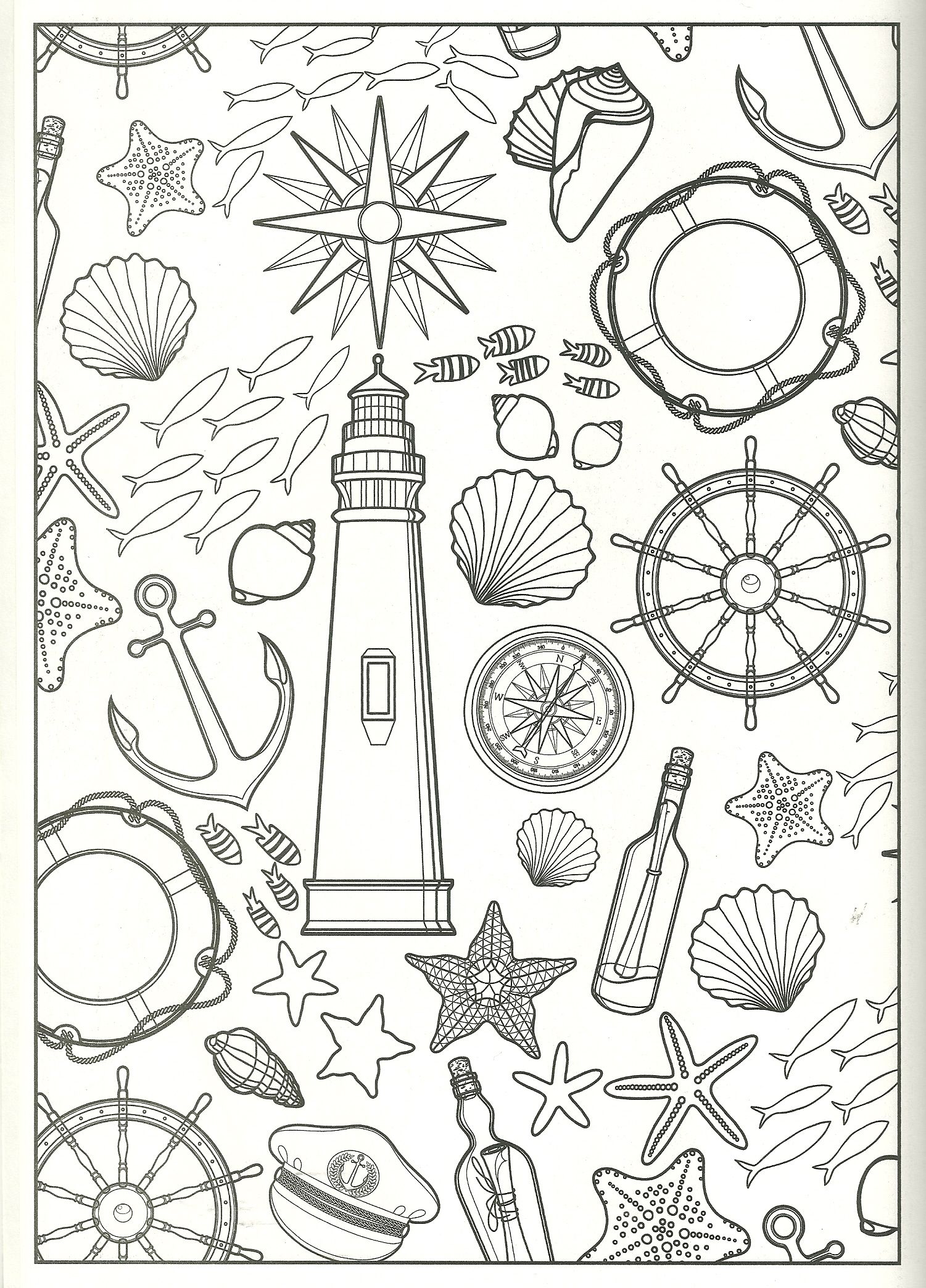 nautical collage coloring page | Coloring pages, Coloring pages ...