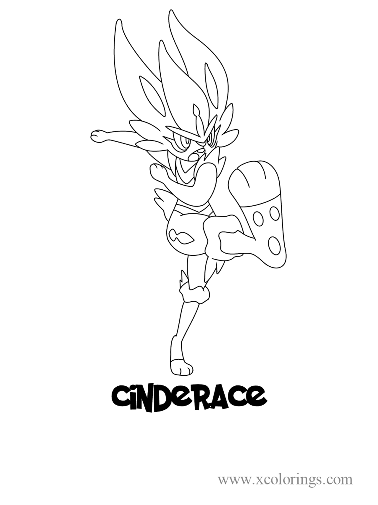 Pokemon sword and shield Cinderace Coloring Pages - XColorings