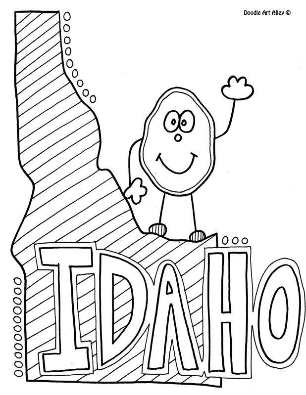 Idaho Coloring Page by Doodle Art Alley (With images) | Coloring ...